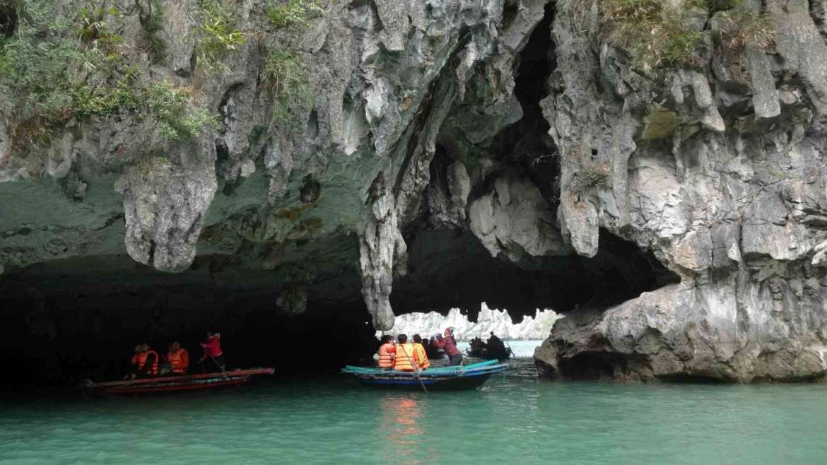 Karst tunnel in Halong Bay, Vietnam